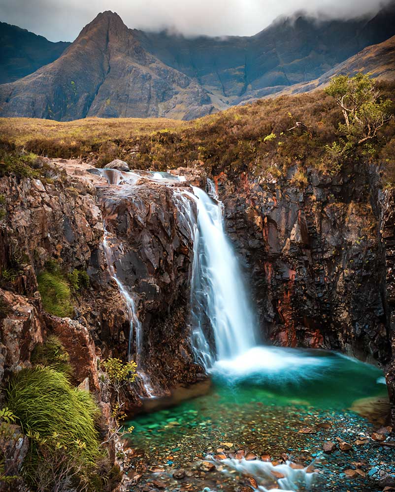 Some Scottish fairy pools have amazing waterfalls you can cliff dive from into the pool below.
