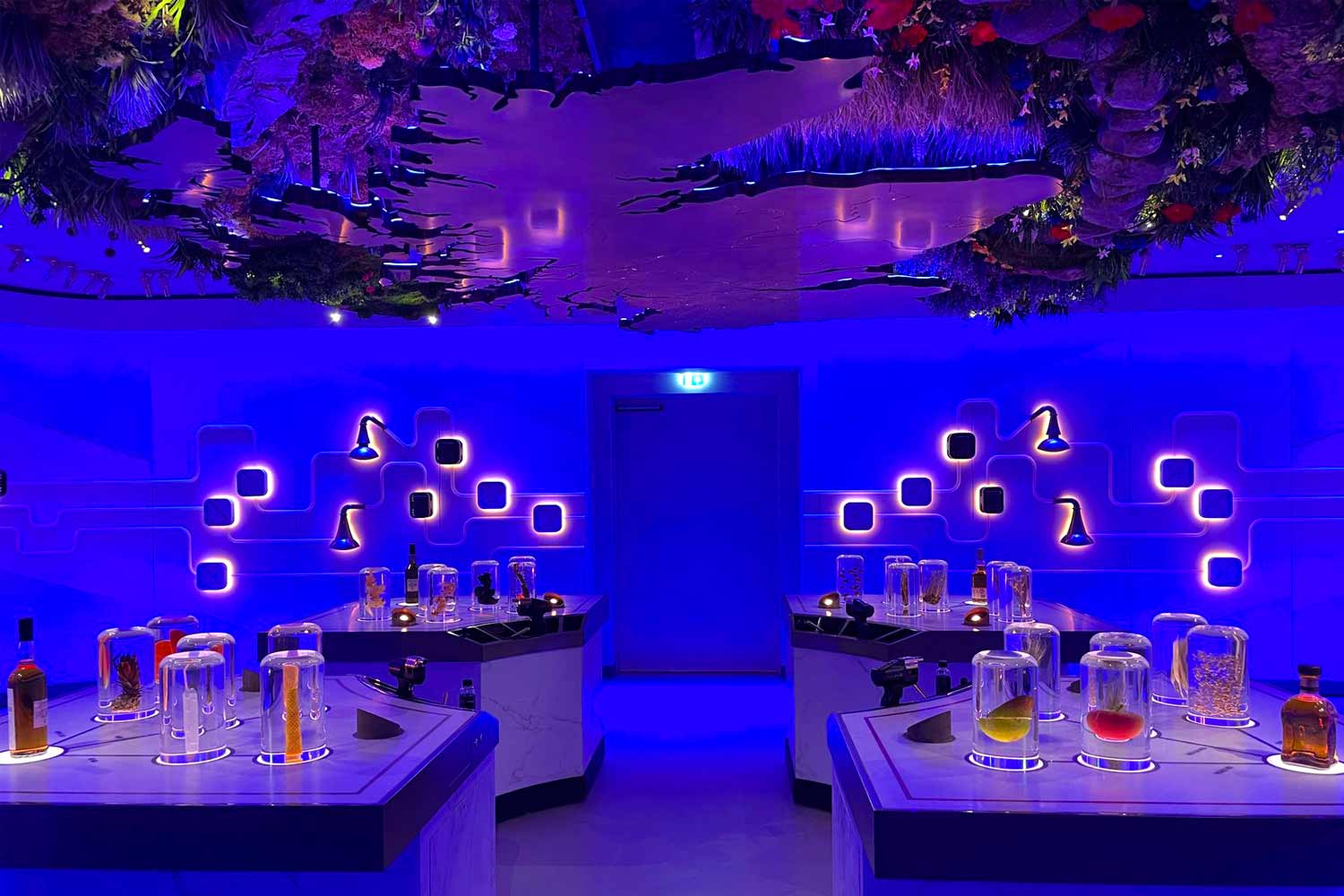 The exciting and colorful interior of The Johnnie Walker Experience on Princes Street in Edinburgh.